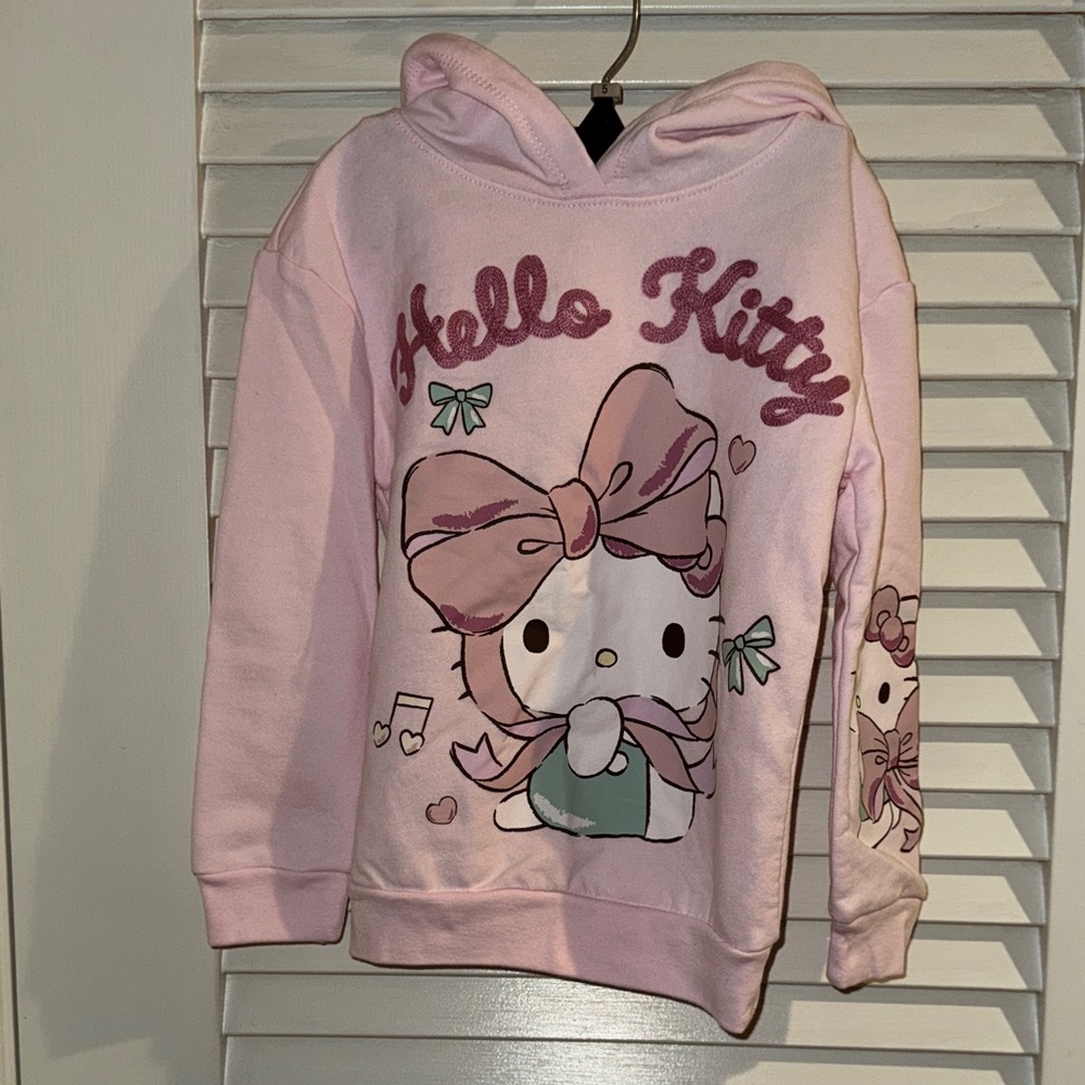 Hello Kitty Pink Pullover Hoodie with Bow Graphic
